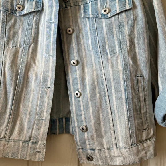 Striped Blue Denim Jacket by Highway Jeans in Size: Large - Picture 3 of 6